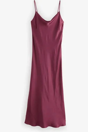 Next Satin Cowl Neck Strappy Tie Back Midi Slip Dress AU 16