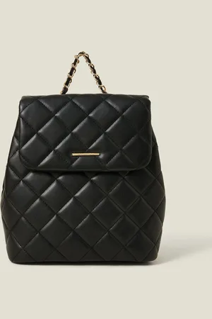 Accessorize Black Small Quilted Faux Leather Backpack One