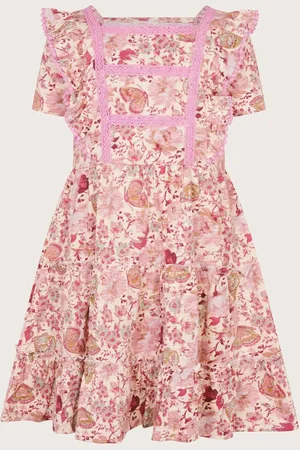 Monsoon Floral Butterfly Print Short Sleeve 100% Cotton Jersey Dress 12