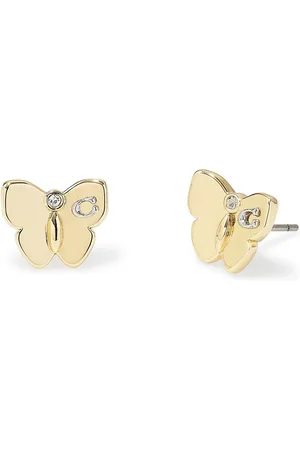 Coach Gold Tone Signature Butterfly Stud Earrings One