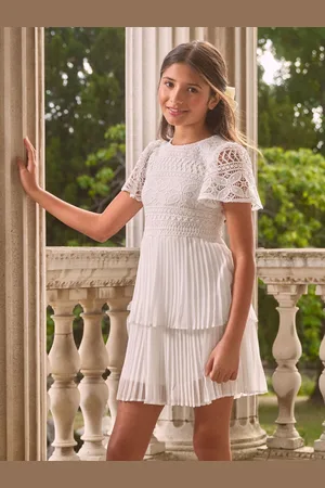 Lipsy London Lace 2-in-1 Pleated Occasion Dress (5-16yrs) 7 Years (122cm)
