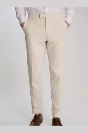 Harry Brown Cream Giacomo Slim Fit Cotton Linen Suit Trousers 38W x 31L (UK 38 R)