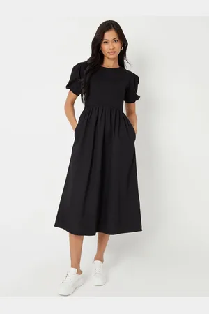 Threadbare 100% Cotton Puff Sleeve Jersey Poplin Mix Maxi Dress AU 12