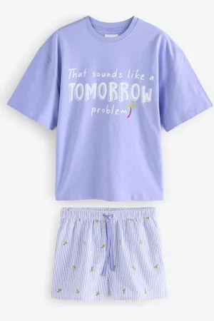 Next Blue Palms 100% Cotton Textured Short Pyjamas Set AU 14
