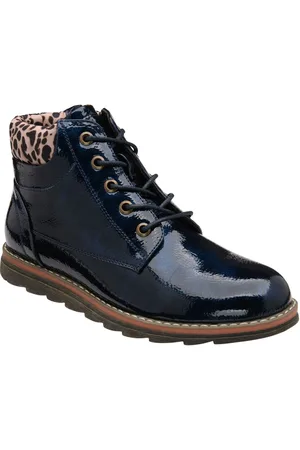 Lotus Navy Blue Patent Lace-Up Ankle Boots AU 8 (EU 39)