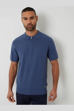 Threadbare Textured Front Quarter Zip Knitted Polo Shirt S