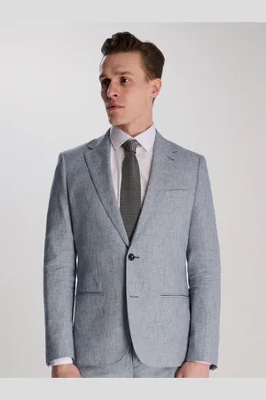 Harry Brown Blue Giacomo Slim Fit Cotton Linen Suit Jacket 36 R
