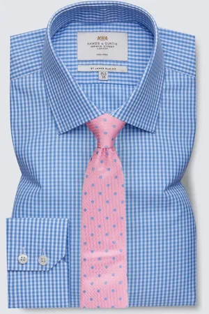 Hawes & Curtis Slim Non-Iron Gingham Check 100% Cotton Shirt AU 39 Regular