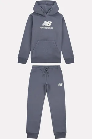 New Balance Blue Boys Brush Back Stacked Logo Hoodie Set 15