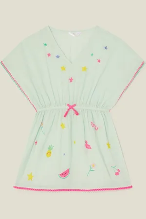 Accessorize Green Girls Star Embroidered 100% Cotton Kaftan 11