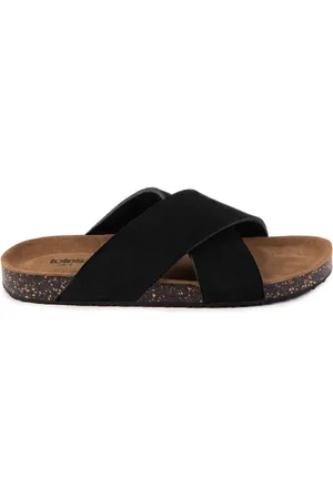 Totes Black Ladies Suede Cross Strap Sandals AU 9 (EU 41)