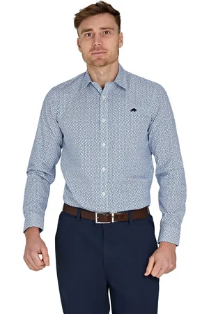 Raging Bull Long Sleeve Pentagon Pattern 100% Cotton Poplin Shirt 6XL