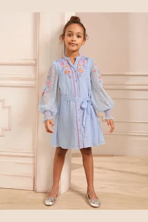 Love & Roses Embroidered Long Sleeve Shirt Dress (5-16yrs) 14 Years (164cm)