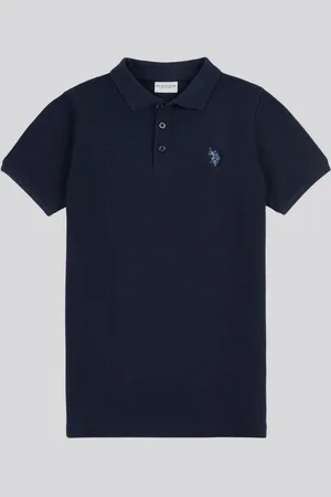 U.S. Polo Assn. U. S. Polo Assn. Boys 100% Cotton Texture Double Horsemen Polo Shirt 9