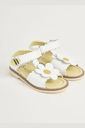 JoJo Maman Bébé White Flower Print Leather Sandals AU 7 (EU 24)