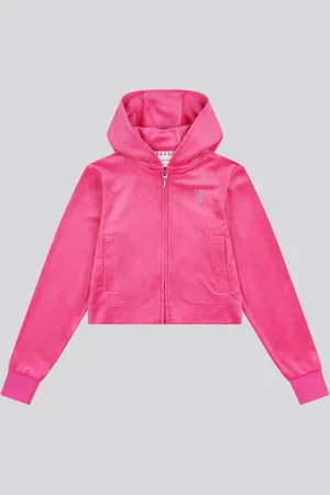 Juicy Couture Pink Girls Arch Zip-Thru Diamante Hoodie 10