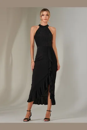 Jolie Moi Halter Neck Frill Jersey Maxi Dress AU 14