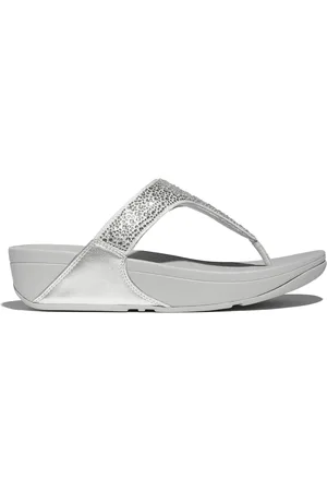 FitFlop Silver Lulu Crystal-Mix Toe-Post Sandals AU 7 (EU 38)