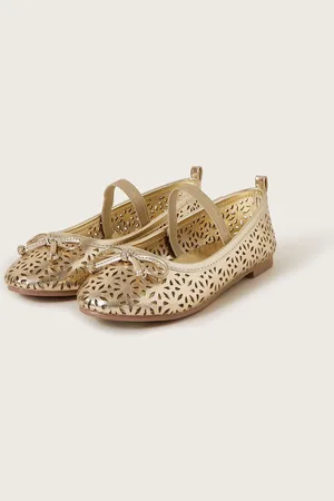 Monsoon Cutwork Metallic Ballet Flats AU 10 (EU 28)