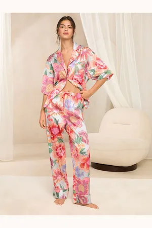 Lipsy London Pink Floral Relaxed Long Sleeve Printed Satin Pyjama Set XL