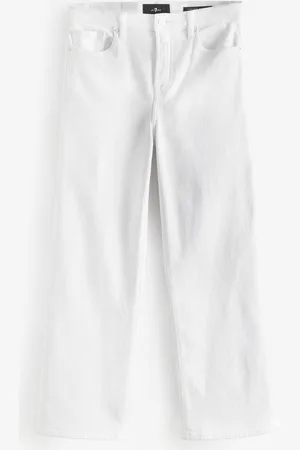 7 for all Mankind Cropped Alexa Soleil White Jeans 26W x 31R (UK 26 R)