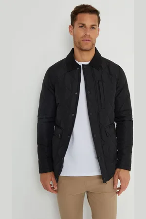 Threadbare Black Showerproof Diamond Quilted Waterproof Collared Jacket