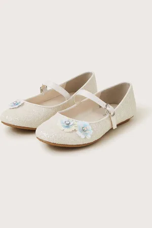 Monsoon Glitter Sequin Flower Ballet Flats AU 12 (EU 30)