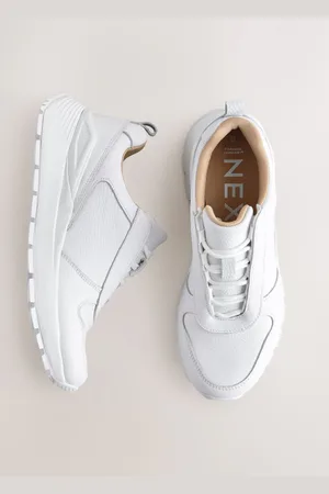 Next White Forever Comfort Leather Wedge Lace Up Trainers AU 6 (EU 37)