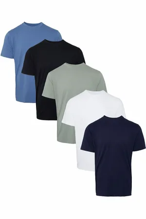 Threadbare Blue/Black/Slate/White/Navy Assorted 100% Cotton T-Shirts 5 Pack XXL