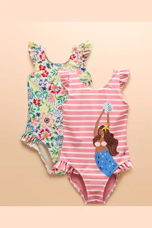 Joules Splash Pink/Cream Pack of Two Swimsuits 128134cm