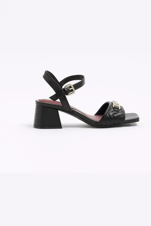 River Island Black Snaffle Blocked Heel Sandals eu355uk3