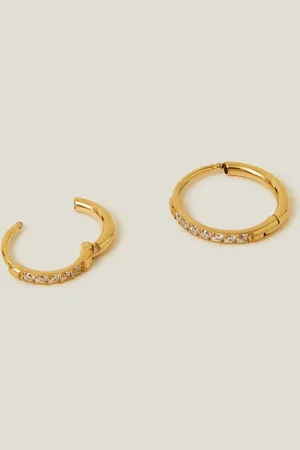 Accessorize Gold 14ct Plated Surgical Steel Clicker Hoops One