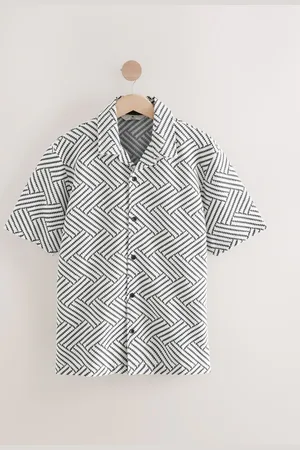 Next Cuban Collar Textured Jersey Short Sleeve Shirt M