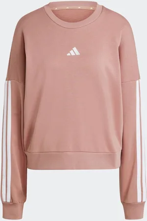 adidas Pink 3-Stripes French Terry Sweatshirt UK 8