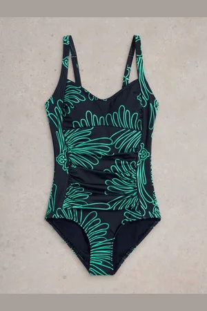 White Stuff Light Blue Splash Control Swimsuit AU 24