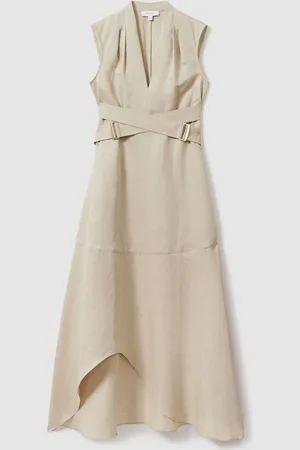 Reiss Ava Linen Lyocell Strappy Midi Dress AU 6