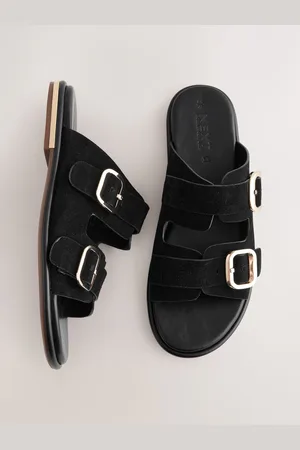 Next Black Suede Forever Comfort Double Buckle Mules AU 8 (EU 39)
