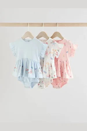 Next Pink Baby 100% Cotton Rompers 3 Pack Up to 3 Months (62cm)