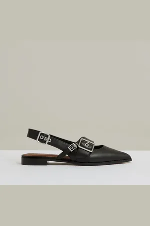 Reiss Lois Leather Buckle-Strap Flat Mules AU 9 (EU 40)