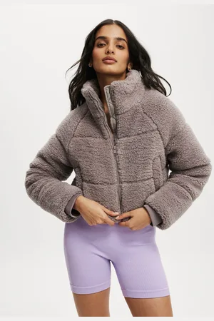 Cotton On Grey The Mother Puffer Cropped Sherpa Jacket XL