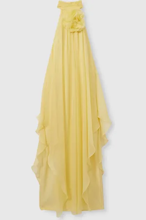 Halston Heritage Removable Ruffle Chiffon Maxi Dress AU 8