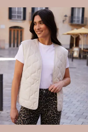 Threadbare Cream Suedette Onion Quilted Gilet AU 12