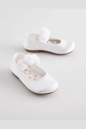 Next Standard Fit (F) Satin Flower Girl Occasion Corsage Mary Jane Shoes AU 12 (EU 30.5)