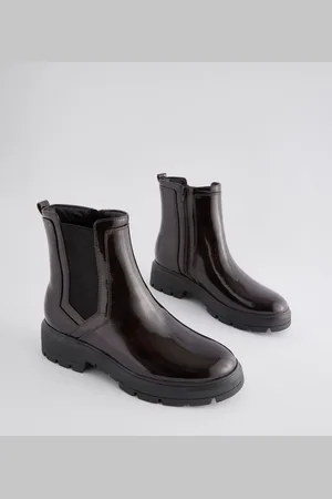Next Chocolate Brown Standard/Wide Fit Forever Comfort Patent Chelsea Boots AU 7 (EU 38)
