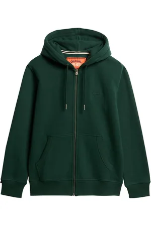 Superdry Green Essential Logo Slim Fit Zip Hoodie L