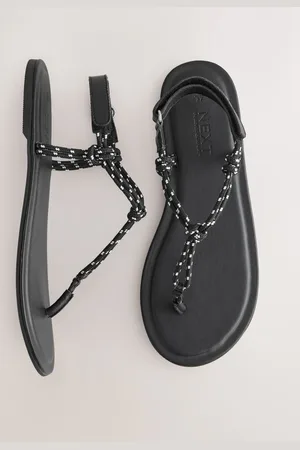 Next Black Standard/Wide Fit Forever Comfort Knotted Rope Toe Thong Sandals AU 7 (EU 38)