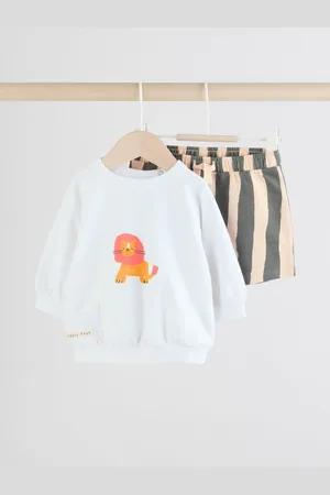 Next Black/White Baby Sweatshirt and Shorts Set 9