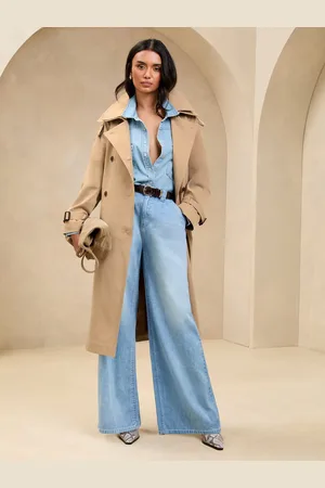 Lipsy London Camel Double Collar Trench Coat AU 14