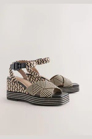 Next Black/White Forever Comfort Square Toe Platform Espadrille Wedges AU 6 (EU 37)