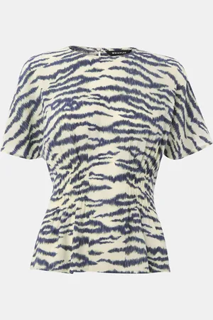 Whistles White Feathered Tiger Shirred T-Shirt AU 10
